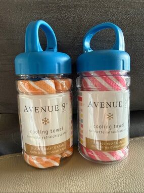 Avenue Cooling Towels Lot Orange Stripes & Pink Stripes NEW